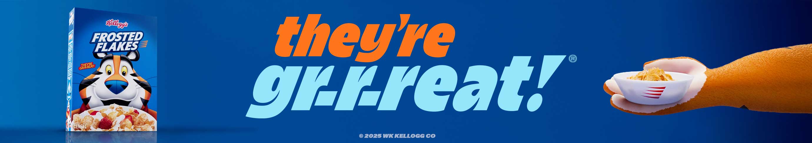 Kelloggs logo on a background of bowls of cereals