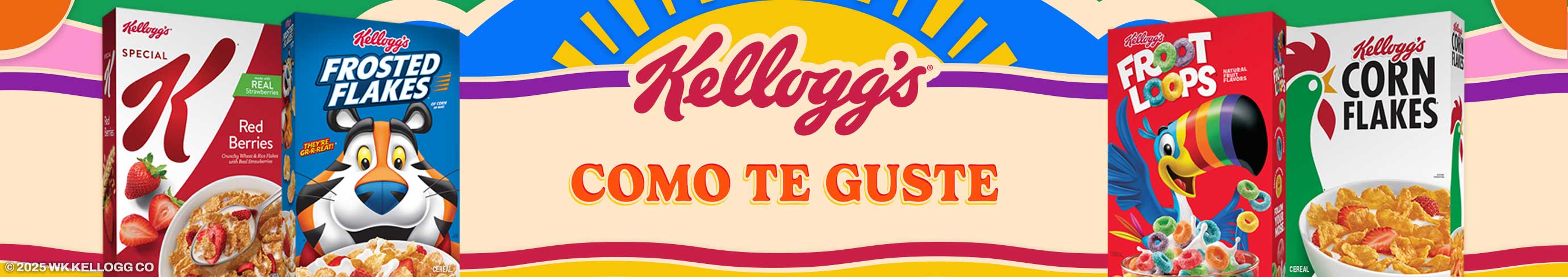 Kelloggs logo on a background of bowls of cereals